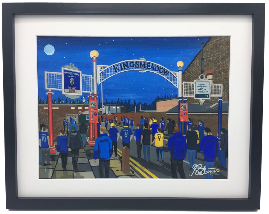 A.F.C Wimbledon, Kingsmeadow Stadium,  High Quality Framed Football Art Print.