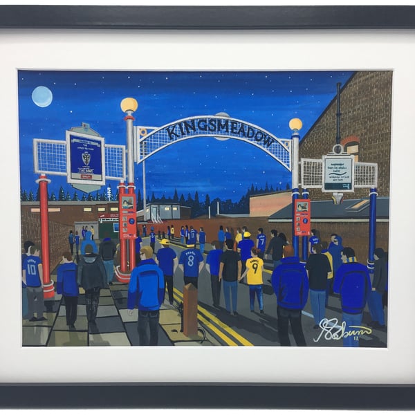 A.F.C Wimbledon, Kingsmeadow Stadium,  High Quality Framed Football Art Print.