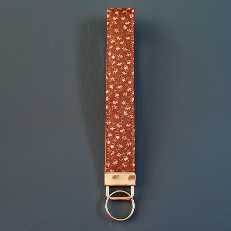 Handmade Ditsy Floral Print Wristlet Keyring - Fabric Keyfob