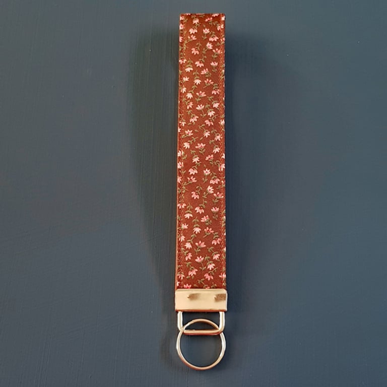 Handmade Ditsy Floral Print Wristlet Keyring - Fabric Keyfob