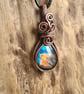Multicoloured Natural Labradorite Copper Necklace Pendant Gift Crystal Jewellery - Image 1