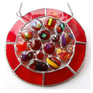 Melting Pot Suncatcher Stained Glass Abstract Handmade fused 005 Red 