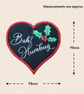 Bah Humbug Heart Christmas Decoration - Embroidered Tree Ornament - Image 3