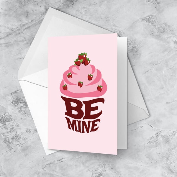 Be Mine Valentine's Card Word Art Card - Card for Him - Card for Her VAL02