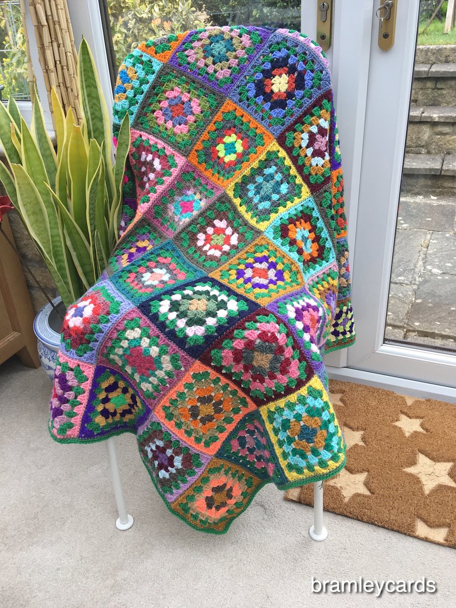 Lawn Green Stargazer Granny Square Lap Blanket