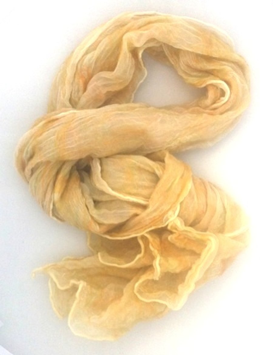 Scarf Nuno felted on silk (golden)