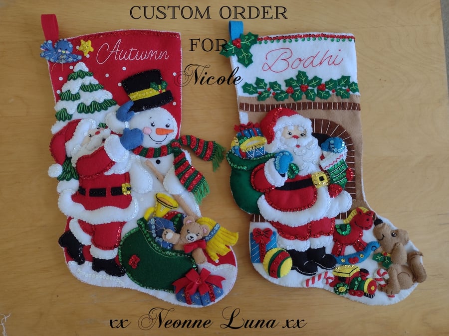 Custom Order for Nicole Lewis - Christmas Stockings x 2 - Final Payment