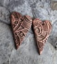 Artisan Made Copper Long Heart Charms Scroll and Loop Design 1 pair - Image 1