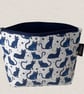Makeup bags blue cats on white  - Image 3
