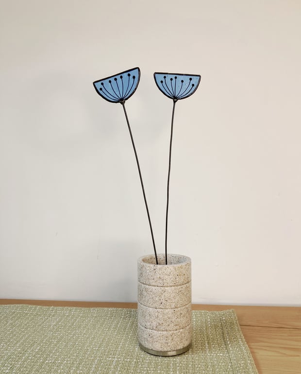 Stained Glass Achillea Wildflowers, Everlasting Handmade Wild Flower