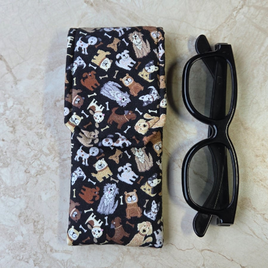 Handmade soft dog fabric glasses case