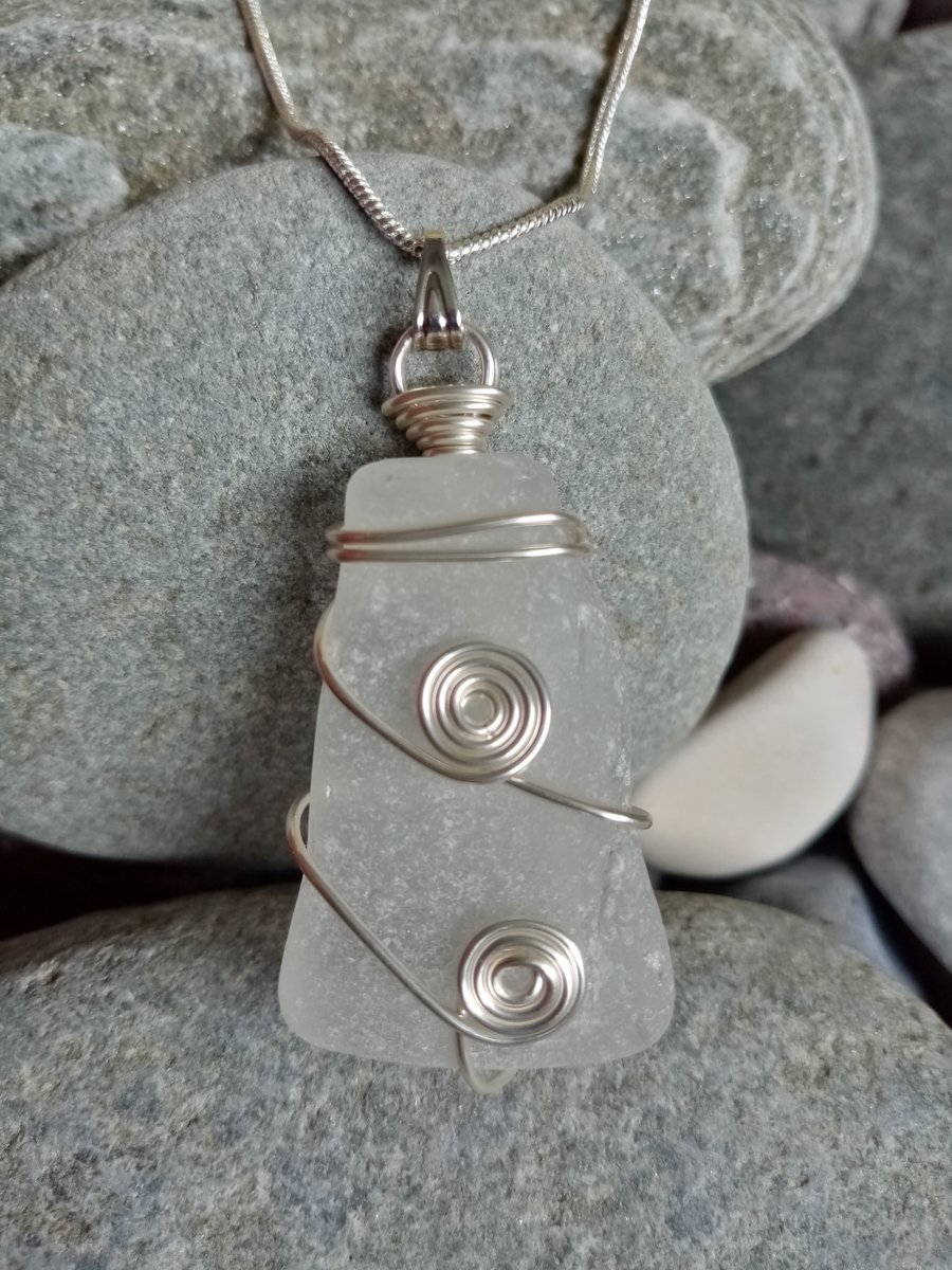 Wire-wrapped Sea Glass Necklace 