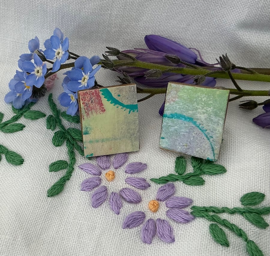 Pastel Shades, Stainless Steel Post Earrings.