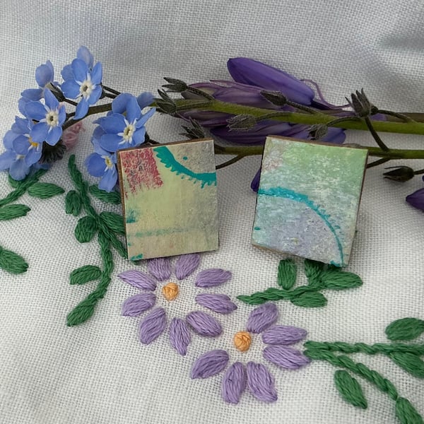 Pastel Shades, Stainless Steel Post Earrings.