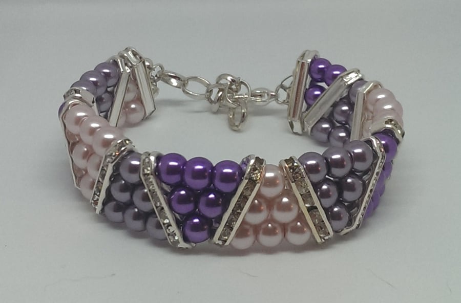 Shades of Pink and Purple slant bracelet