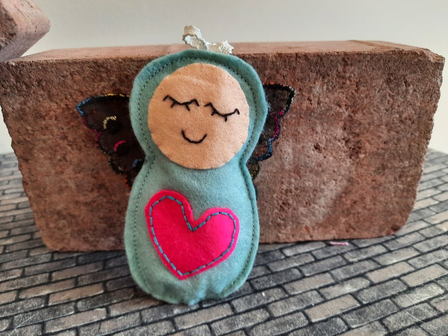 Pale Blue Angel Lavender Bag - Heart Embellishment