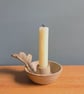 Woodland inspired Stoneware Candle Holders - Beige oakleaf