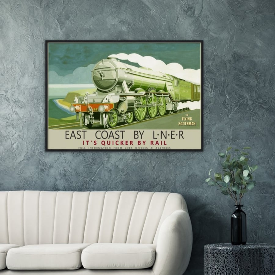 Flying Scotsman East Coast By LNER 28X40" Black Wooden Framed Poster