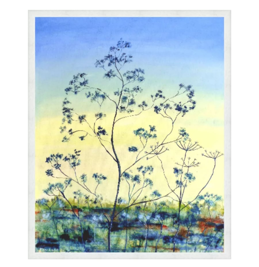 Wildflowers Landscape Framed Oil Painting Cow Parsley Impressionist Art