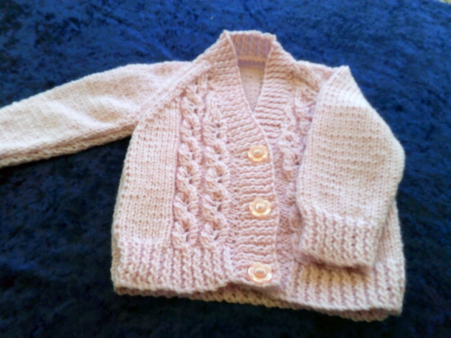 Pink 18 inch V Neck Cardigan