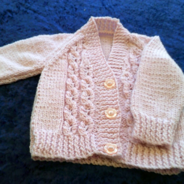 Pink 18 inch V Neck Cardigan