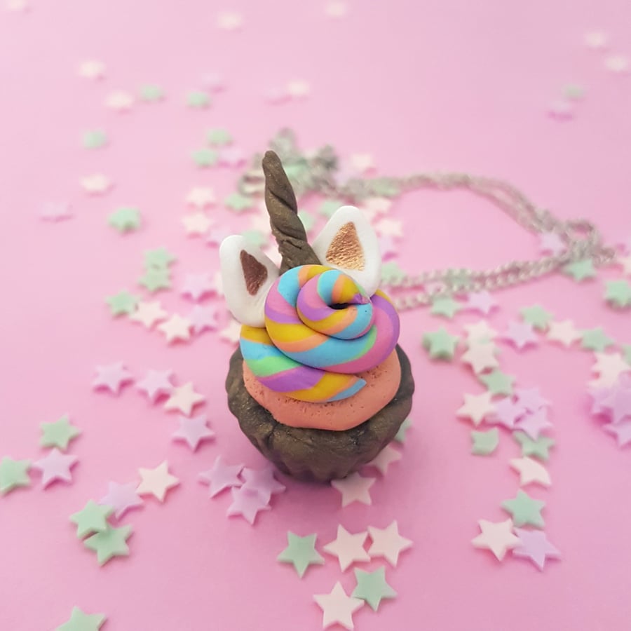 Mystical Unicorn cupcake necklace magical, fantasy, baking, gift