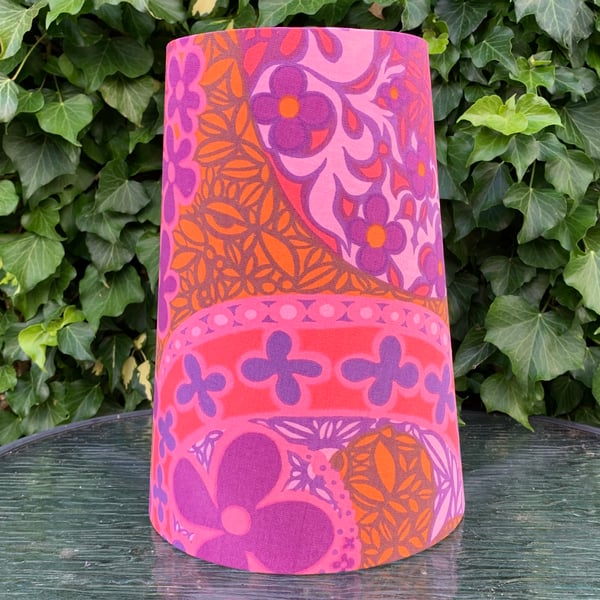 Retro Psychedelic Groovy CARNABY 60s 70s Tetra Vintage Fabric Lampshade
