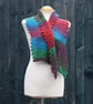 Knitted Eyelet Lace Scarf in multi-coloured gradient yarn - Image 1