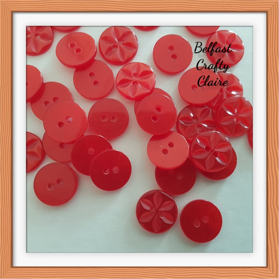 Star Style - Resin Buttons - RED - 3 Sizes Available