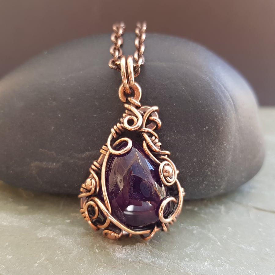 Amethyst and Copper Gothic Necklace