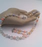 Morganite and Vintage Acrylic Bicone Beaded Necklace and Earrings, Gift for Her - Image 8