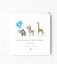 New Baby Boy Custom Personalised Card - Safari Animal Theme 