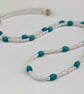 Turquoise and white beaded sunglasses cord - Image 1