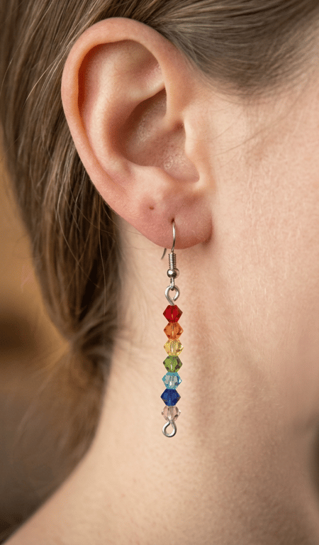 Beaded Handmade Drop rainbow earrings