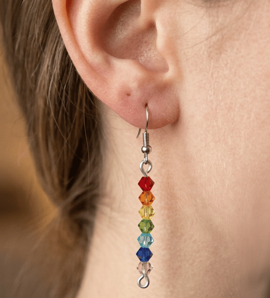 Beaded Handmade Drop rainbow earrings