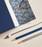Dark Blue Leather Notebook or Journal, lined with a blue and grey marble paper - Image 7