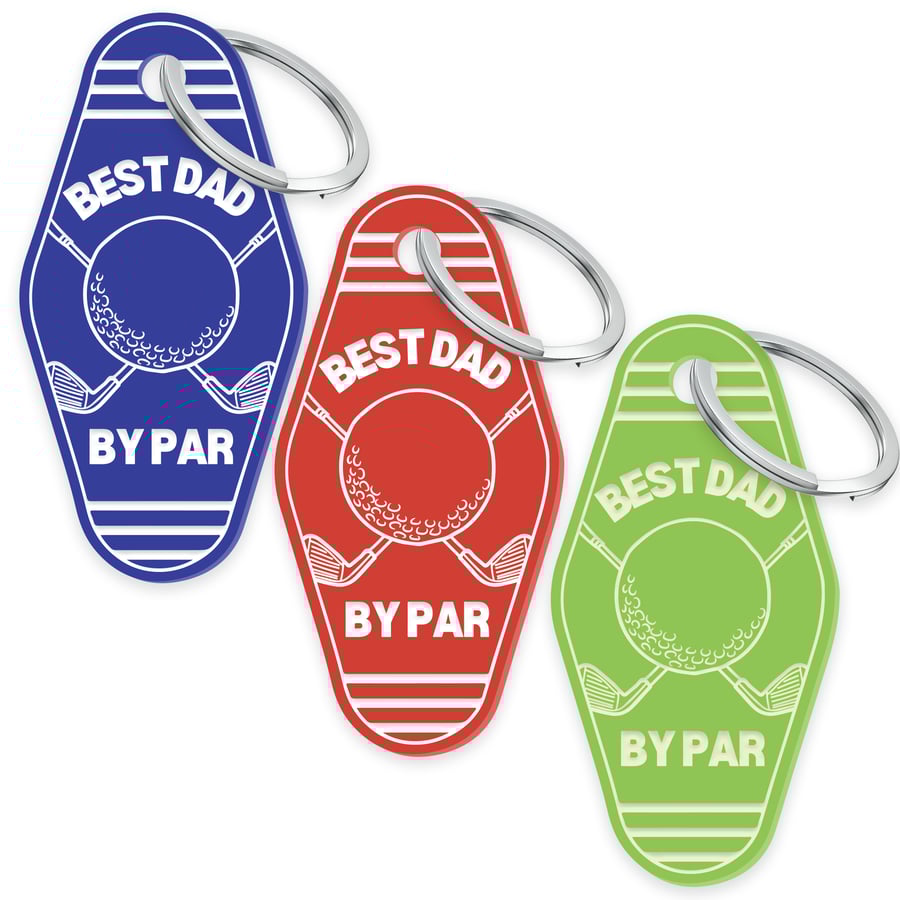 Best Dad By Par Personalised Keyring, Clubs Design, Father's Day Gift, Golfing G