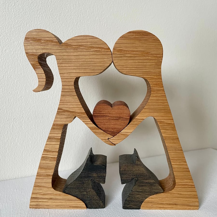 Couple in love and their Scotties. Valentine's or Anniversary gift