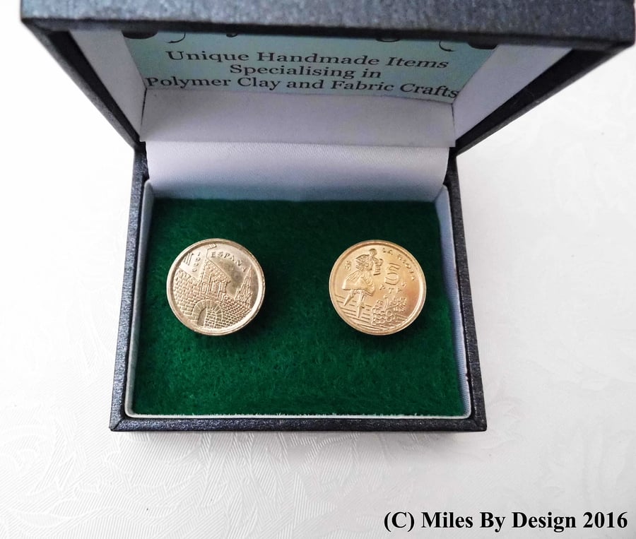 Spanish 1996 Peseta Coin Cufflinks