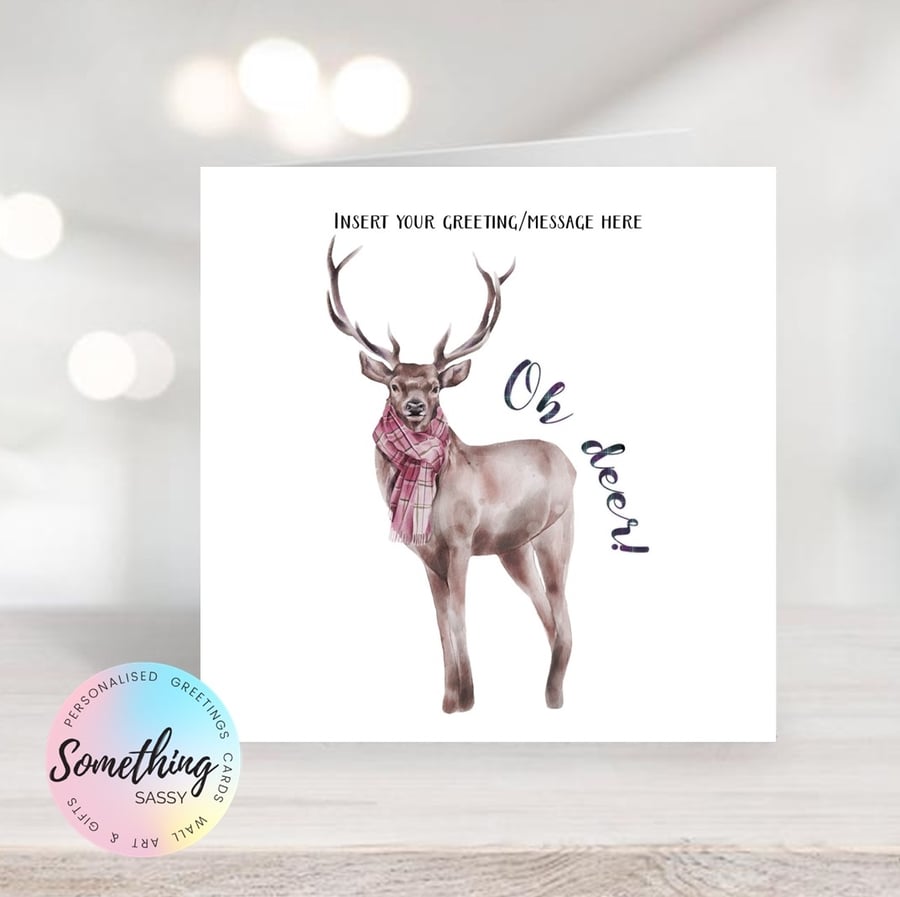 Scottish Theme Greetings Card can be personalised for any occasion and name