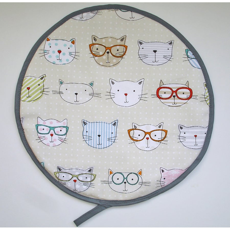 Cat Aga Hob Lid Mat Pad Hat Round Cover Surface Saver Cute Cats in Glasses
