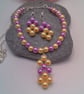 Pink and Lemon Pearl Necklace and Earrings Set, Gift for Her, Pearl Jewellery - Image 5