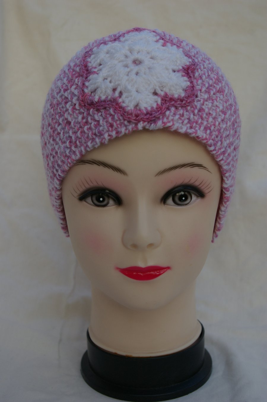 Ear Warmer Headband hand knitted with crochet Snowflake