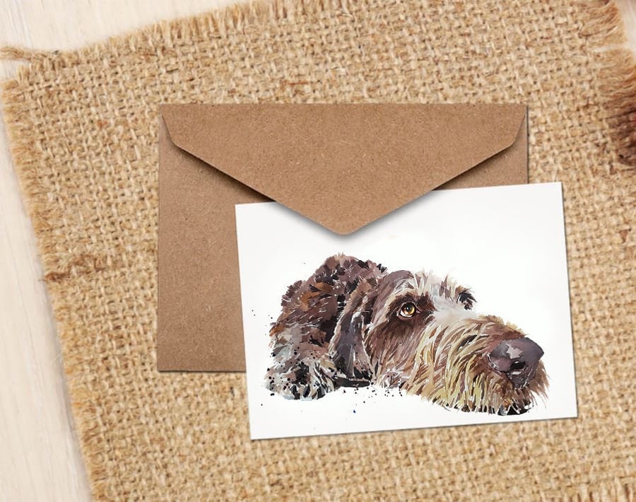 German Wirehaired Pointer Art GreetingNote Card.German Wirehaired Pointer Card,G