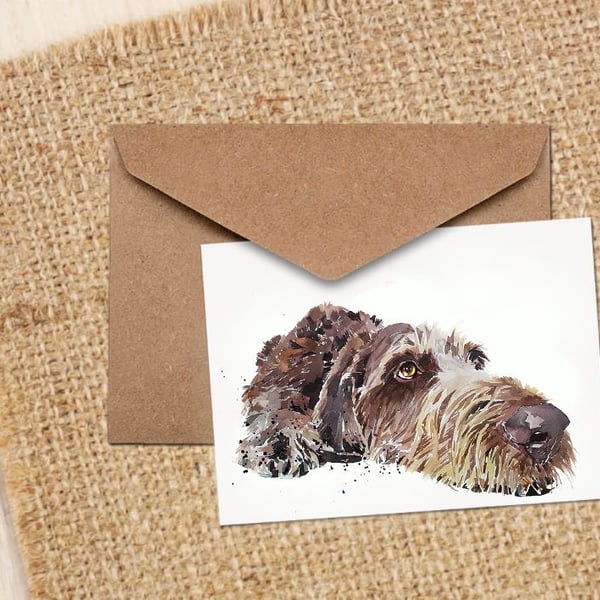 German Wirehaired Pointer Art GreetingNote Card.German Wirehaired Pointer Card,G