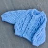  0 - 3 mths Blue Aran Style Baby Cardigan 
