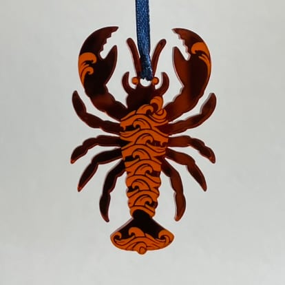 Orange mirrored acrylic lobster decoration