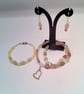 Pink Rhinestone Heart on a Pink Bead Necklace, Bracelet & Earrings, Gift for Her - Image 7