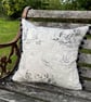 Sanderson Toile cushion cover with striped back and pompom trim