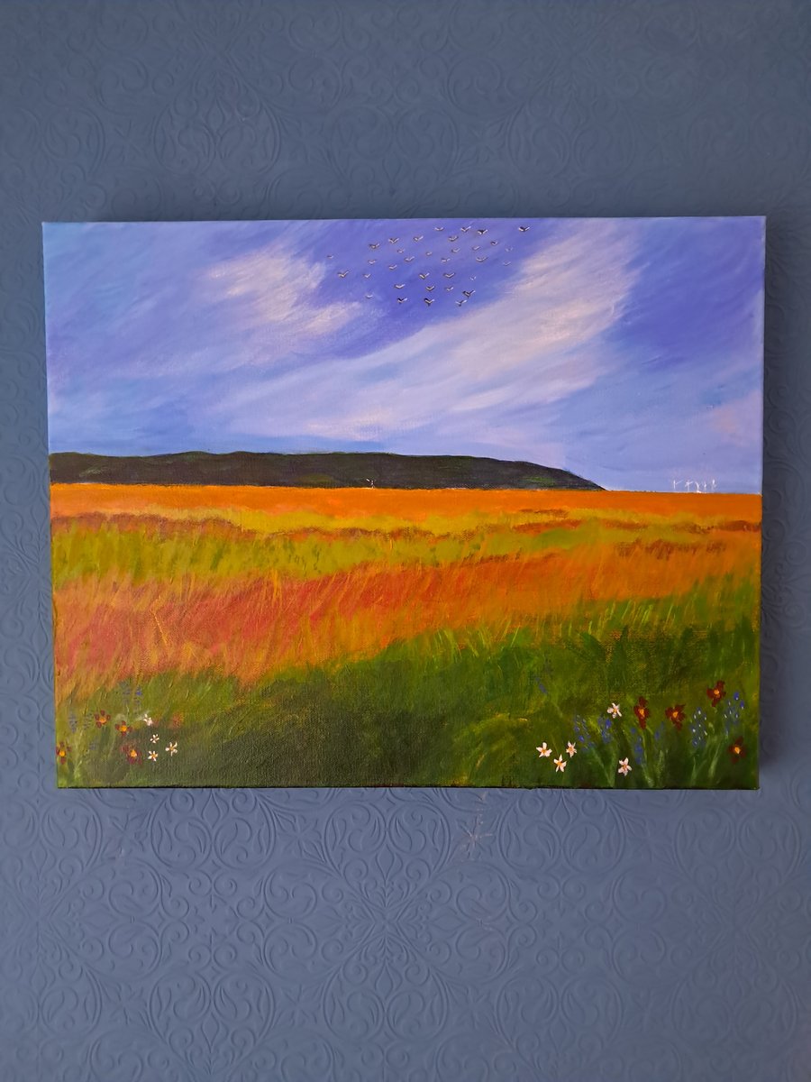 A view across the Marsh. An Original acrylic painting of Parkgate